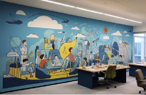 枝江办公室墙绘的特点。