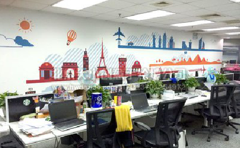 枝江教你设计办公室墙绘的方法。